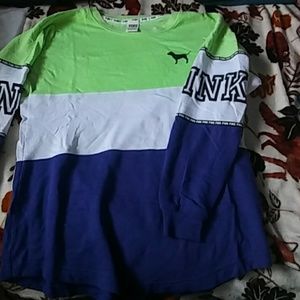 Color block pink varsity crew